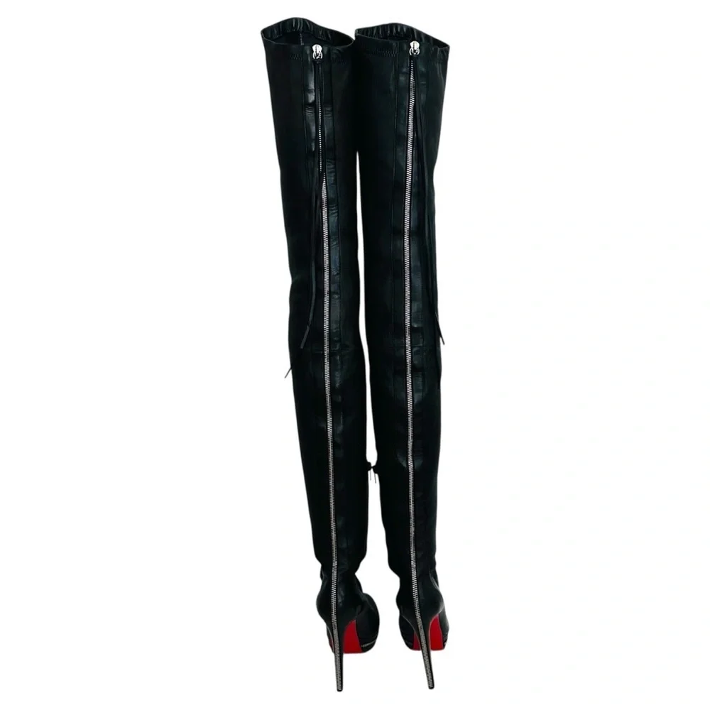 Christian Louboutin Unique 140 OTK Black Leather Boots EU 37 Nappa Leather